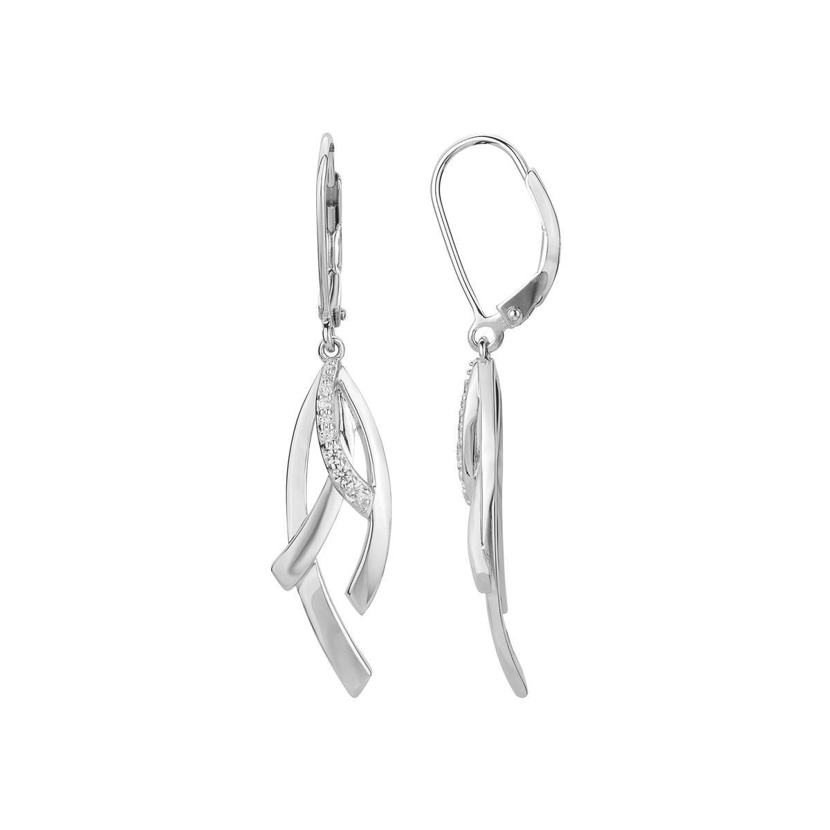 Boucles d'oreilles pendantes en Argent avec oxyde de zirconium blanc
