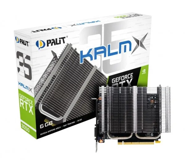 Palit GeForce RTX 3050 KalmX 6GB - Grafikkort - GF RTX 3050 - 6 GB GDDR6 - PCIe 4.0 - HDMI, DVI, DisplayPort - blæserløs