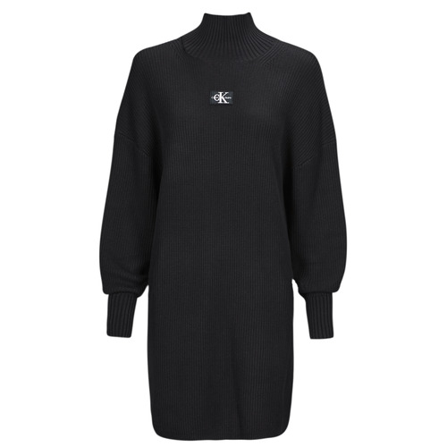 Calvin Klein Jeans - WOVEN LABEL LOOSE SWEATER DRESS - Noir