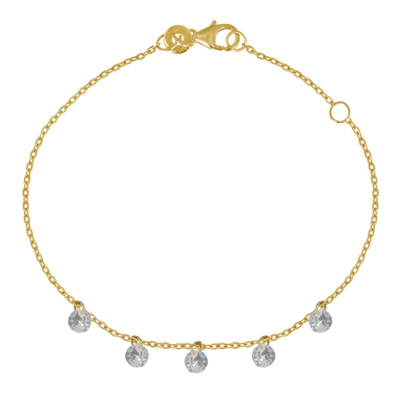 Bracelet Plaqué Or Strass Dégradé de Couleurs - Blanc