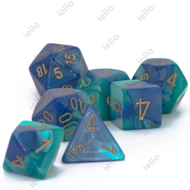 7 dés * gemini * Bleu Sarcelle & Or