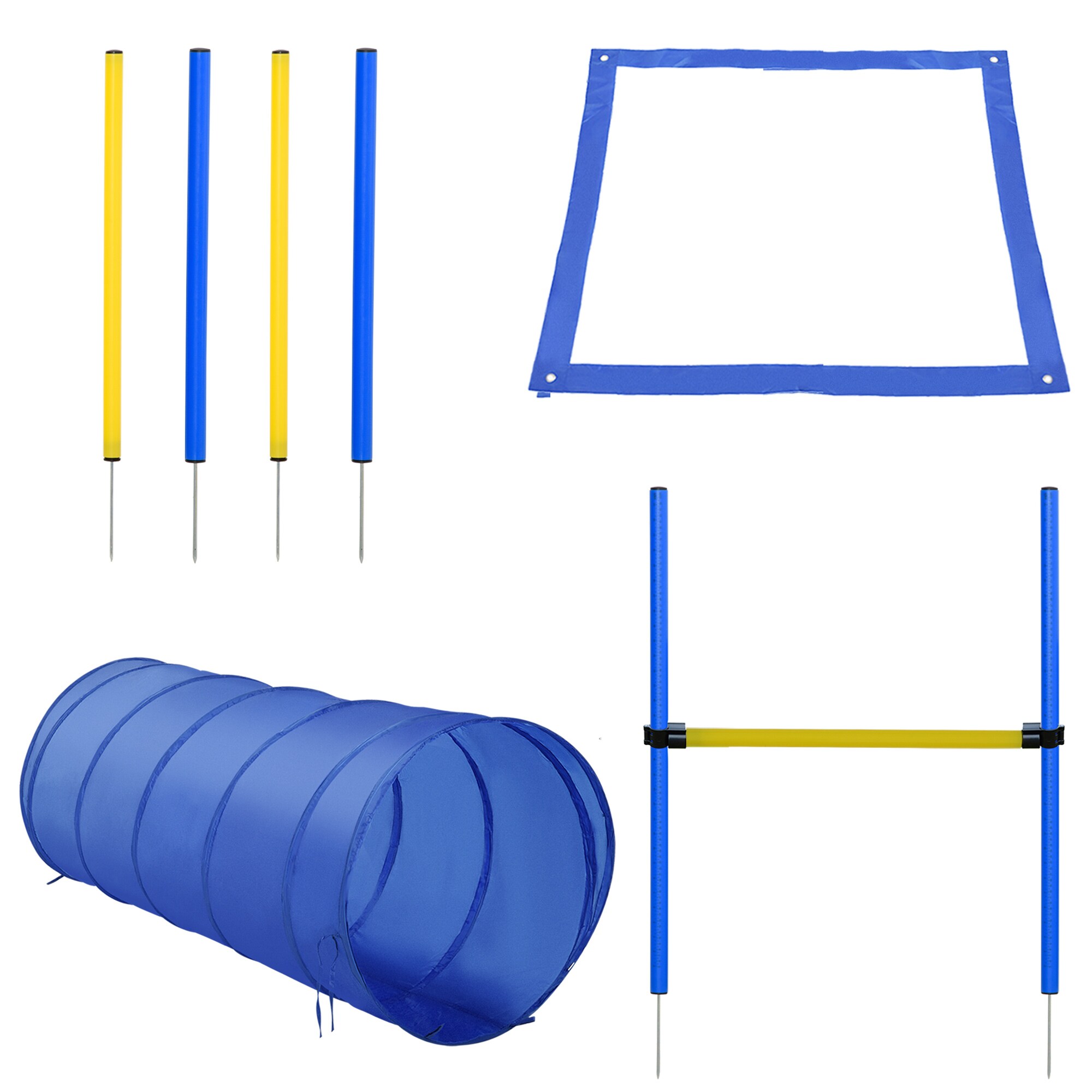 PawHut Hund Agility Set inkl. Tragetasche gelb, blau