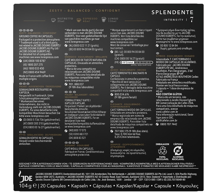 20 capsules Splendende compatibles Nespresso® - L'OR ESPRESSO
