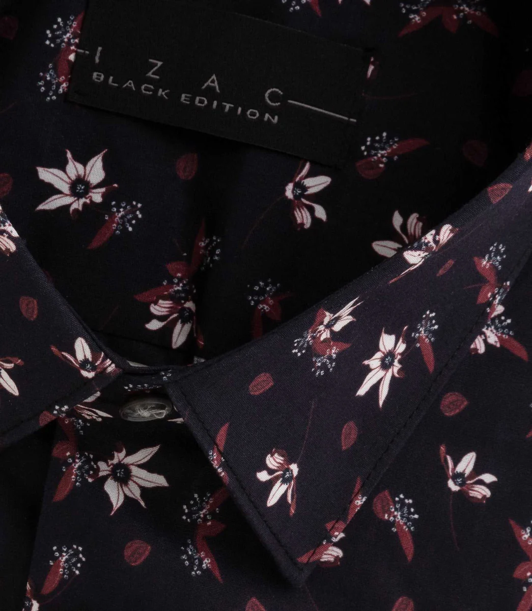 Chemise imprime floral bordeaux 