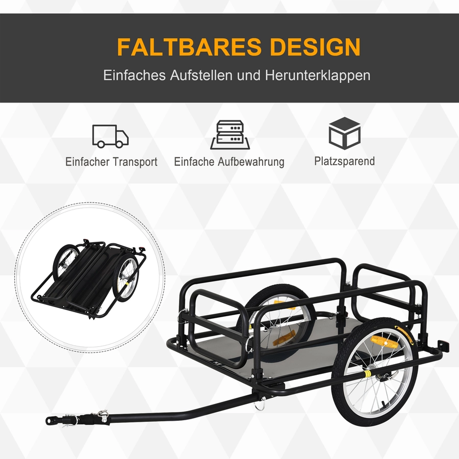 HOMCOM Lastenanhänger faltbar schwarz