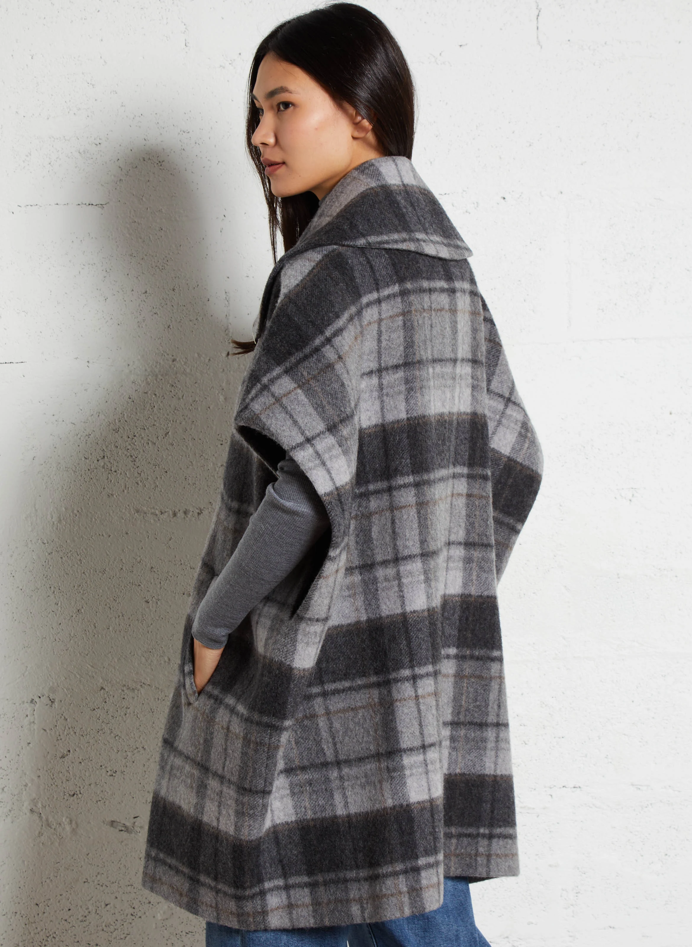 ANDREW - Manteau col à revers en laine mélangée | Gris