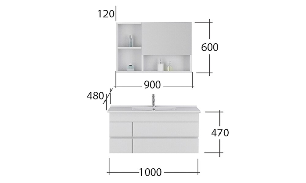 Jet-Line Badset Appenzell schwarz Badmöbel Set 3-Teilig Waschbecken Spiegel + Schrank