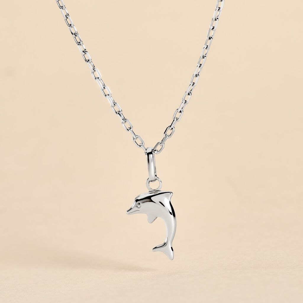 Pendentif Haizia Dauphin Or Blanc