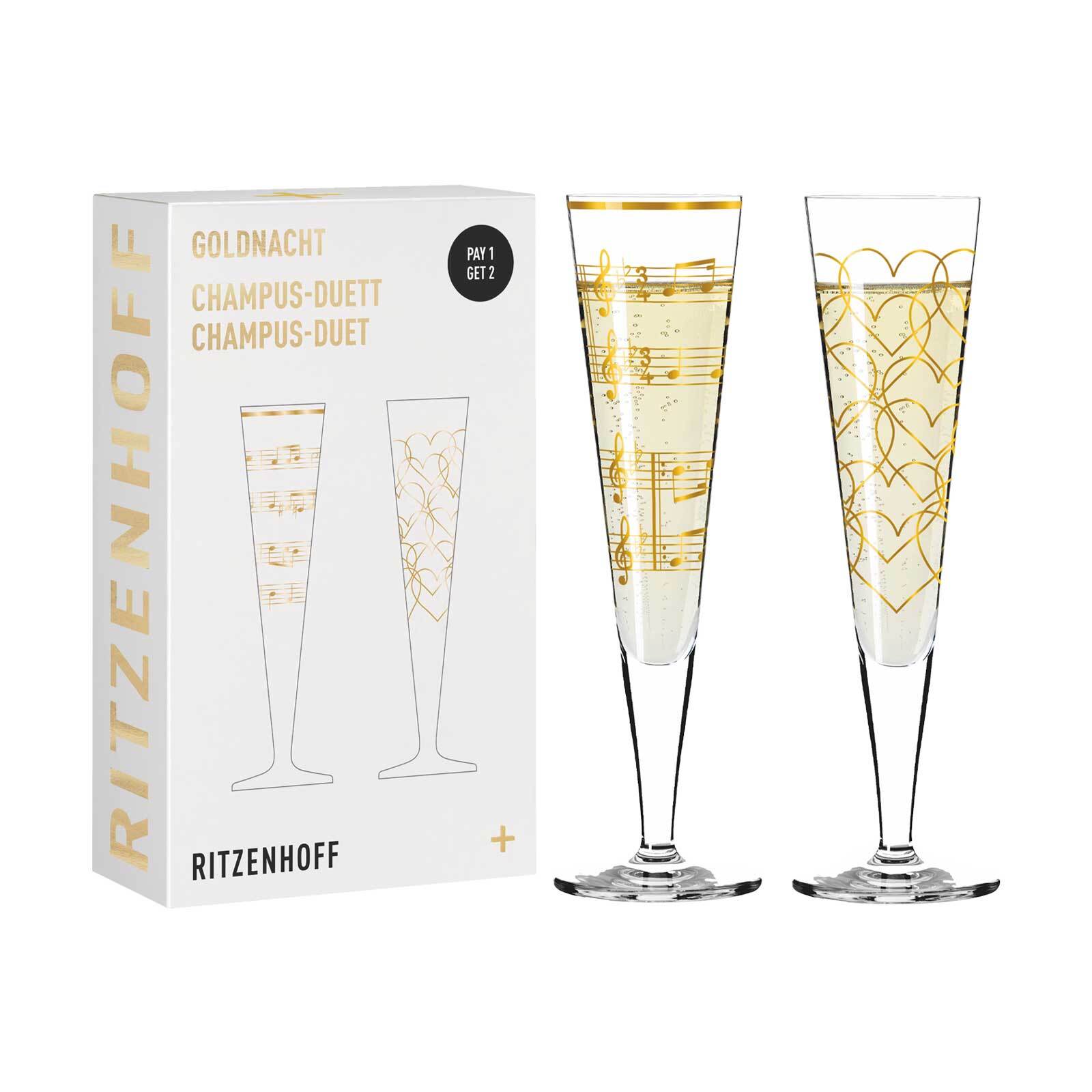 Ritzenhoff Champagnergläser Goldnacht 205 ml 2er Set