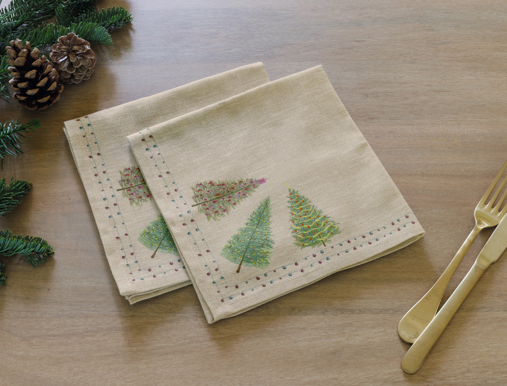 Lot de 2 serviettes de table imprimées-Épicéa