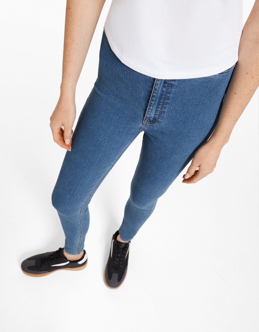 Calças legging jeans de cintura super alta