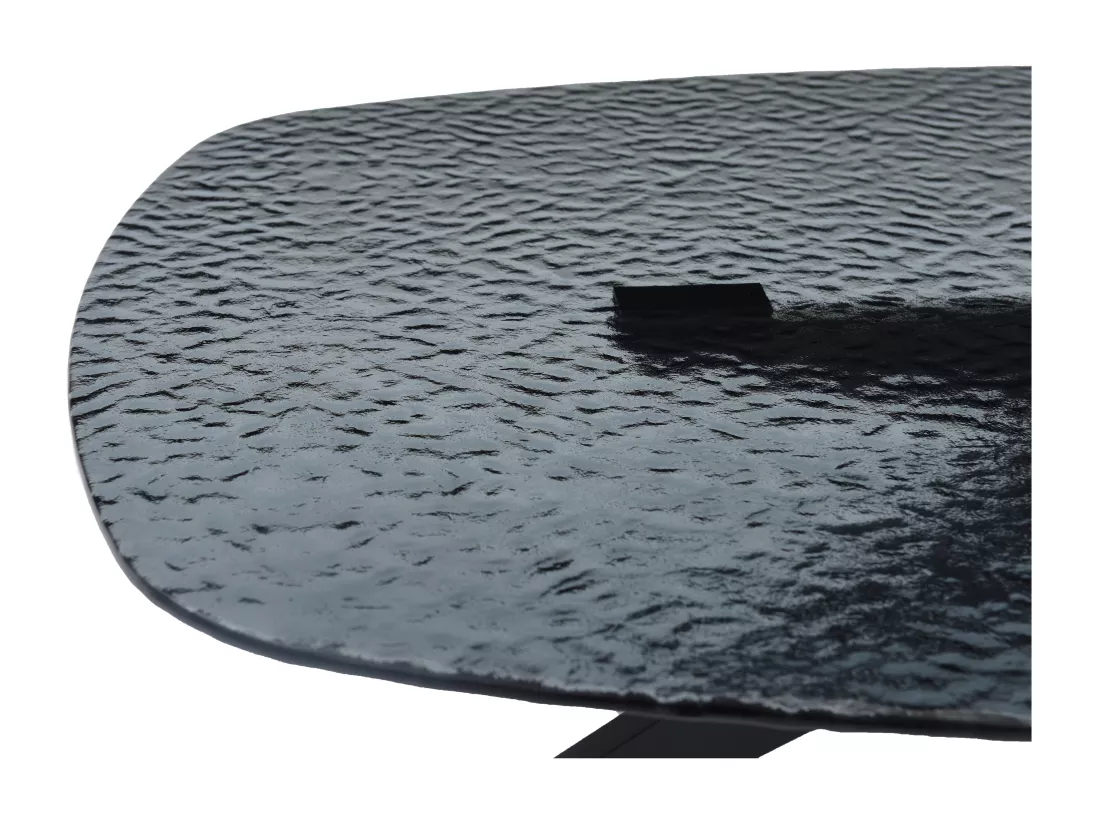Table basse en verre trempé bullé et métal - Noir - LEGRIO de Maison Céphy