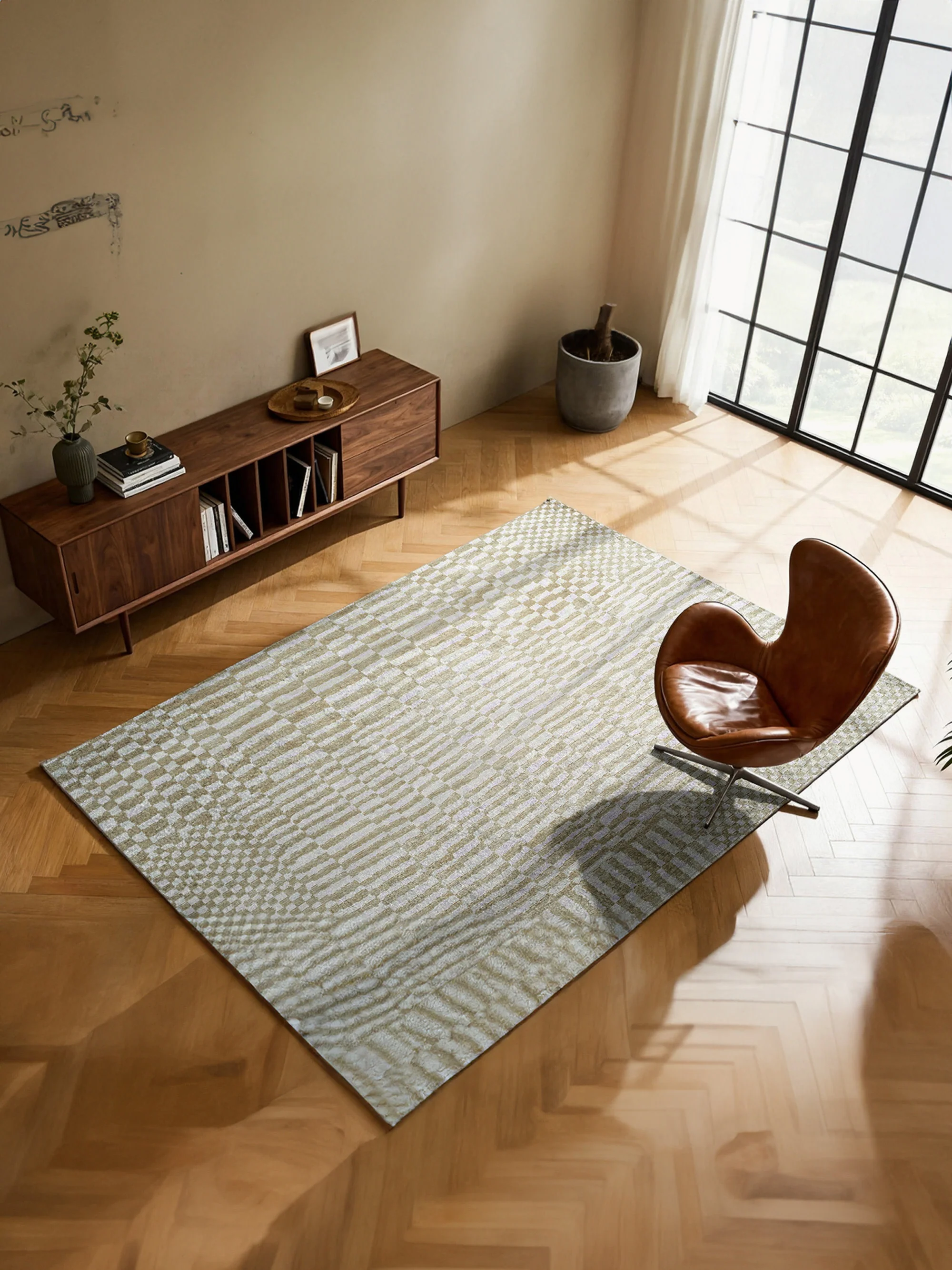 Wasbaar jacquard in- & outdoor vloerkleed Berber