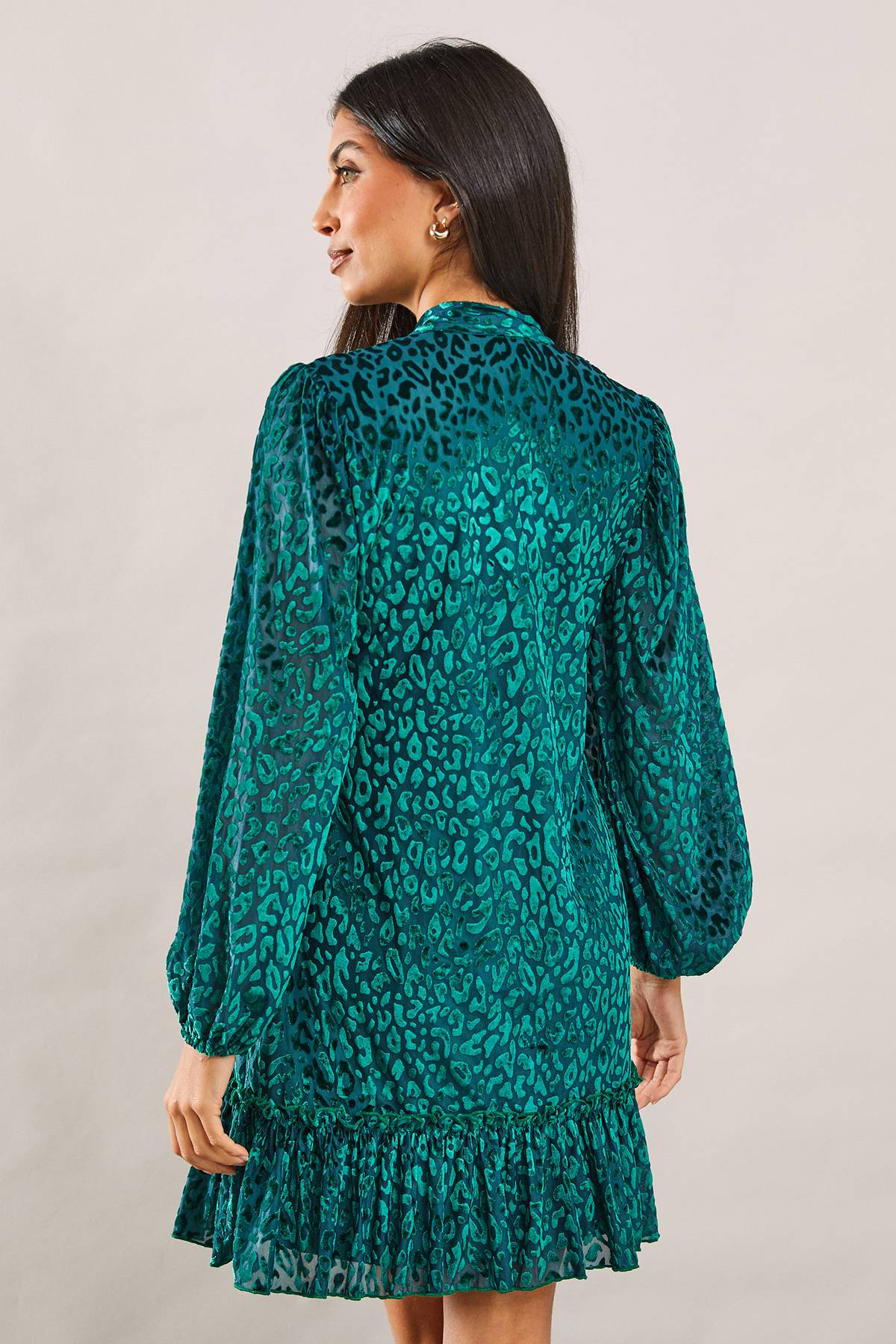 Wallis Robe à Col Noué Motif Animal Dévoré