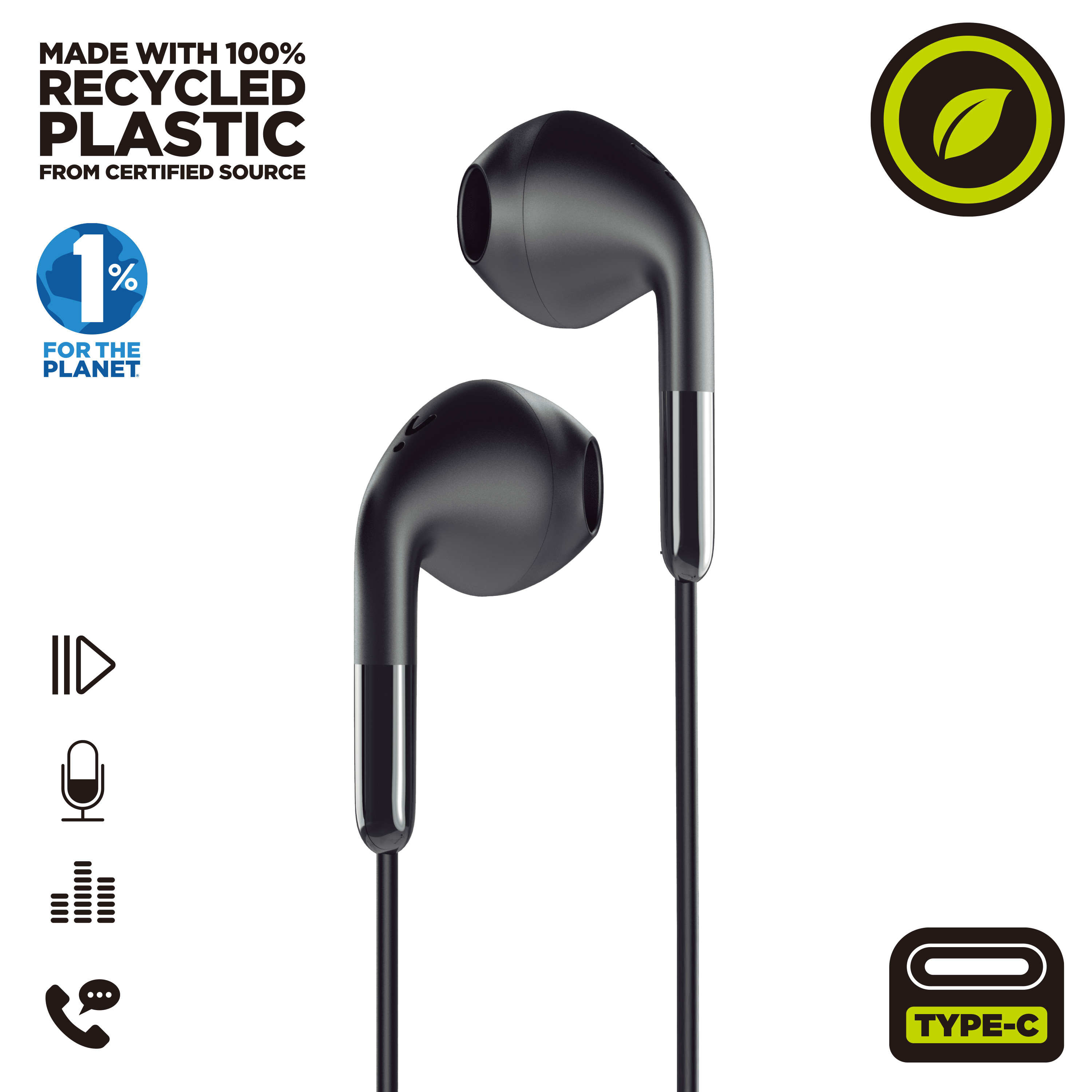 Fones de ouvido estéreo Muvit para carregamento E58 Tipo C