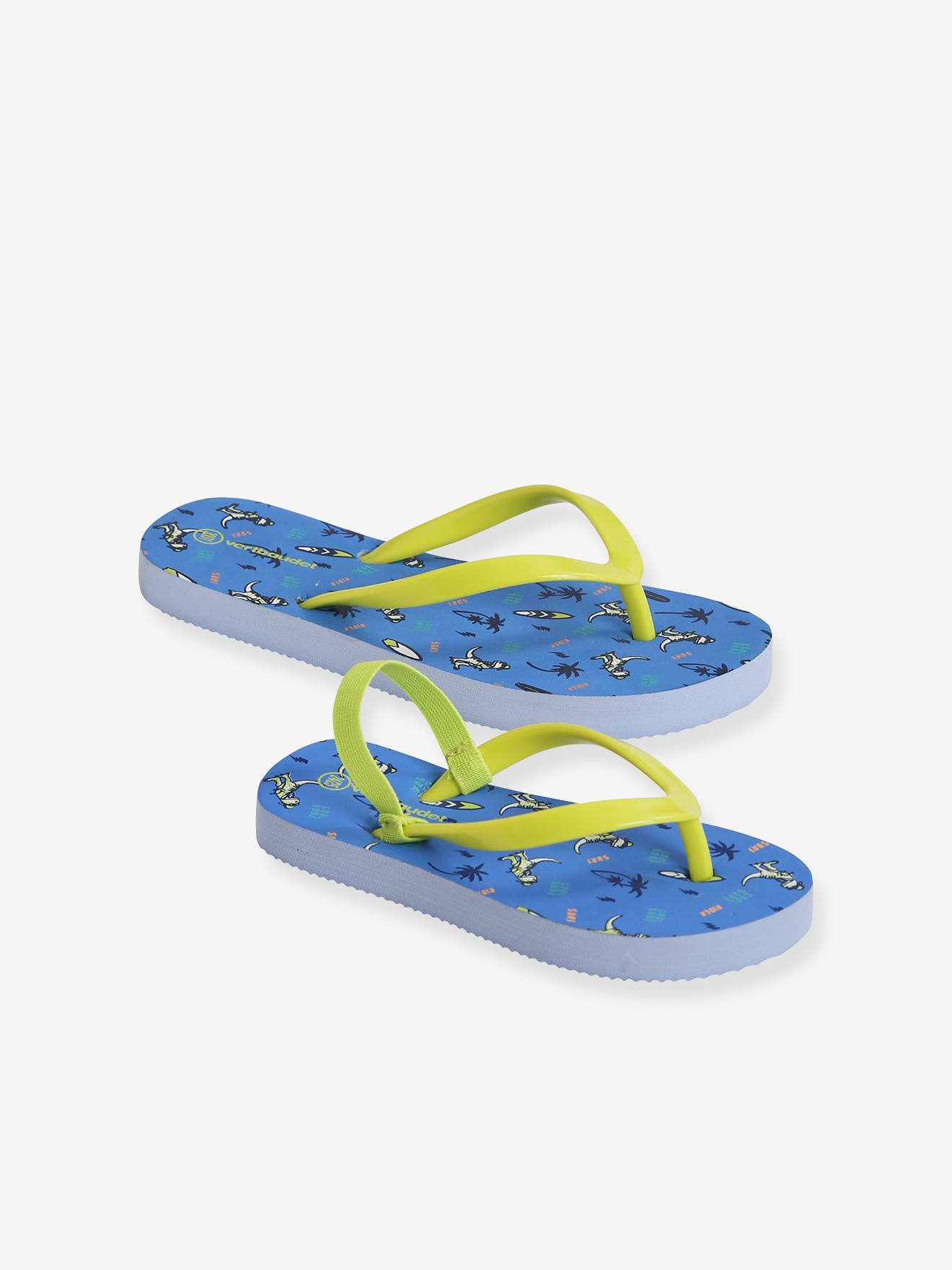 Chinelo estampado para meninos, tamanho médio, estampa azul.