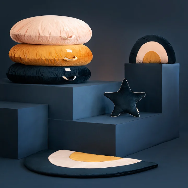 Nobodinoz - Aristote Star Samt-Kissen, 40 x 40 cm, night blue