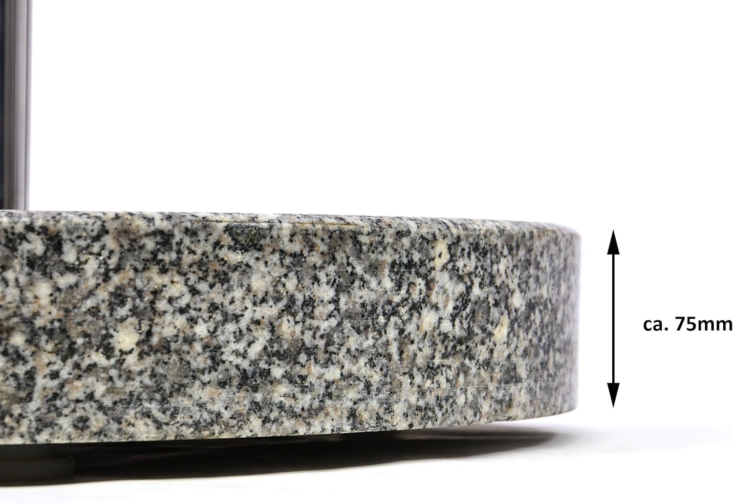Nexos Schirmständer Sonnenschirmständer Granit poliert rund Ø 50cm Steindicke 7,5cm ca. 40kg Edelstahlrohr Griff Rollen grau