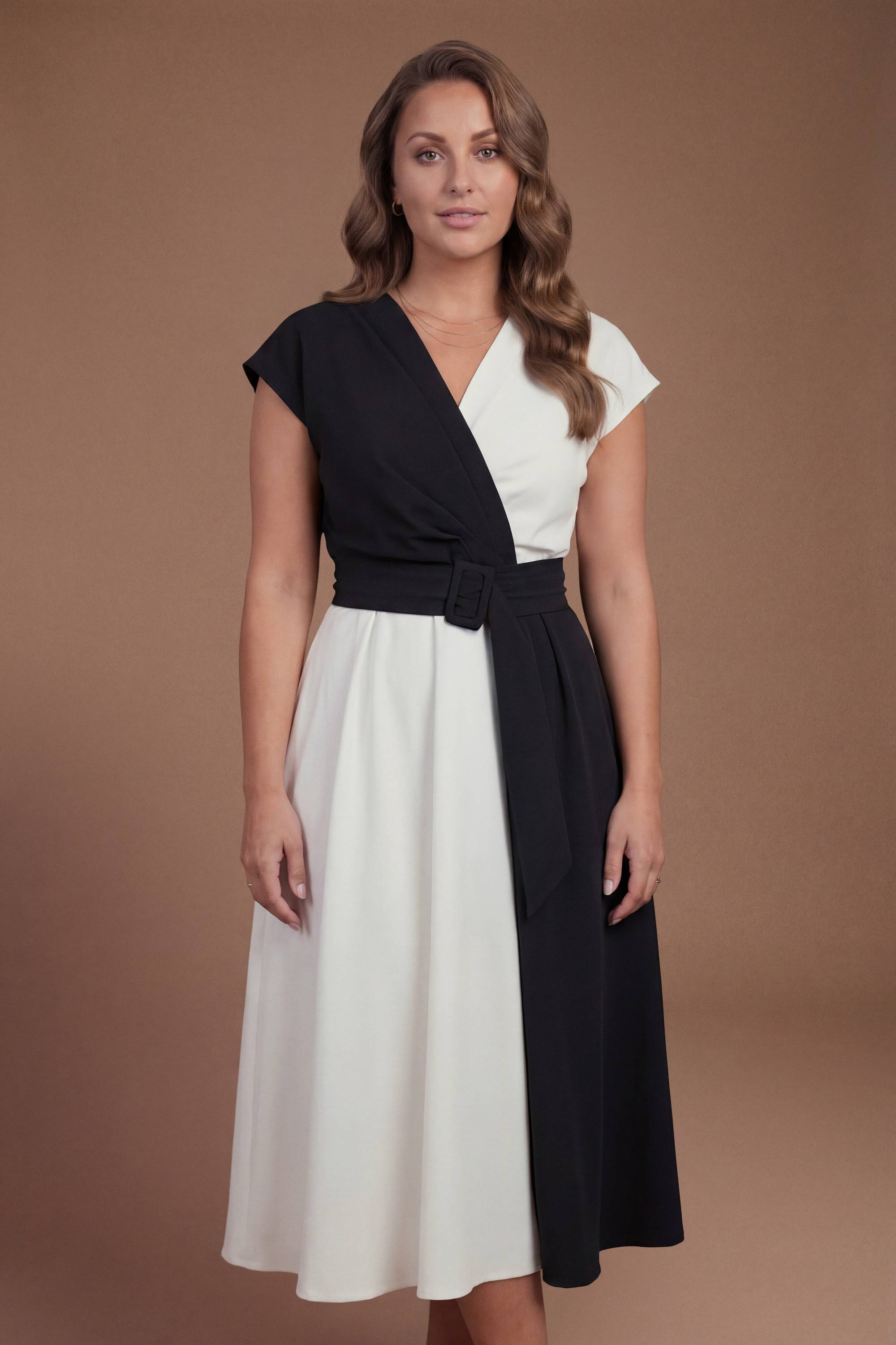 Coast Robe Midi Grande Taille En Crêpe Monochrome Avec Ceinture