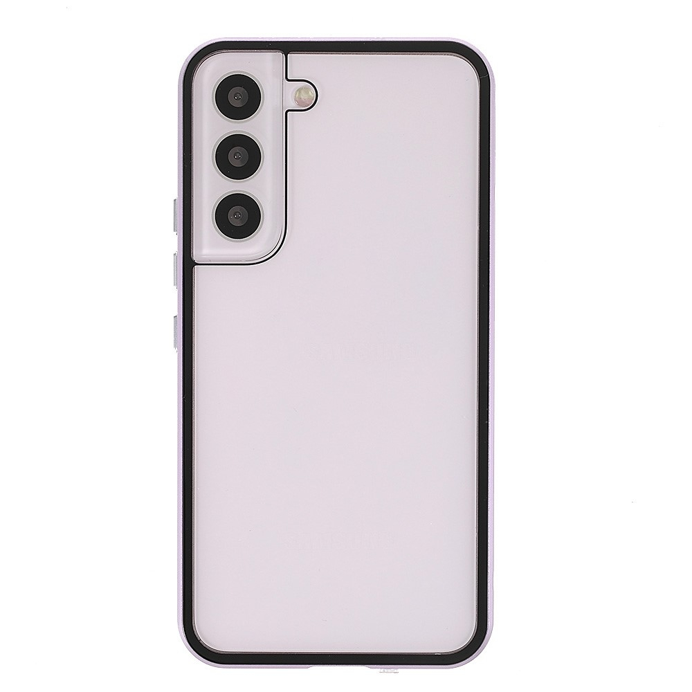 Samsung Galaxy S22 5G Magnetische Alu Schutzhülle mit Panzer Glas Backcover   Displayschutz (Magnet-Technologie) - Lila