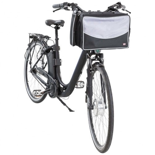 Cesta de bicicleta para animais de estimação, preta e cinza
