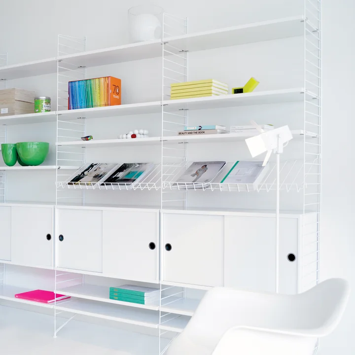 String - Vitrinenschrank mit Schiebetüren in Glas 78 x 30 cm, weiss