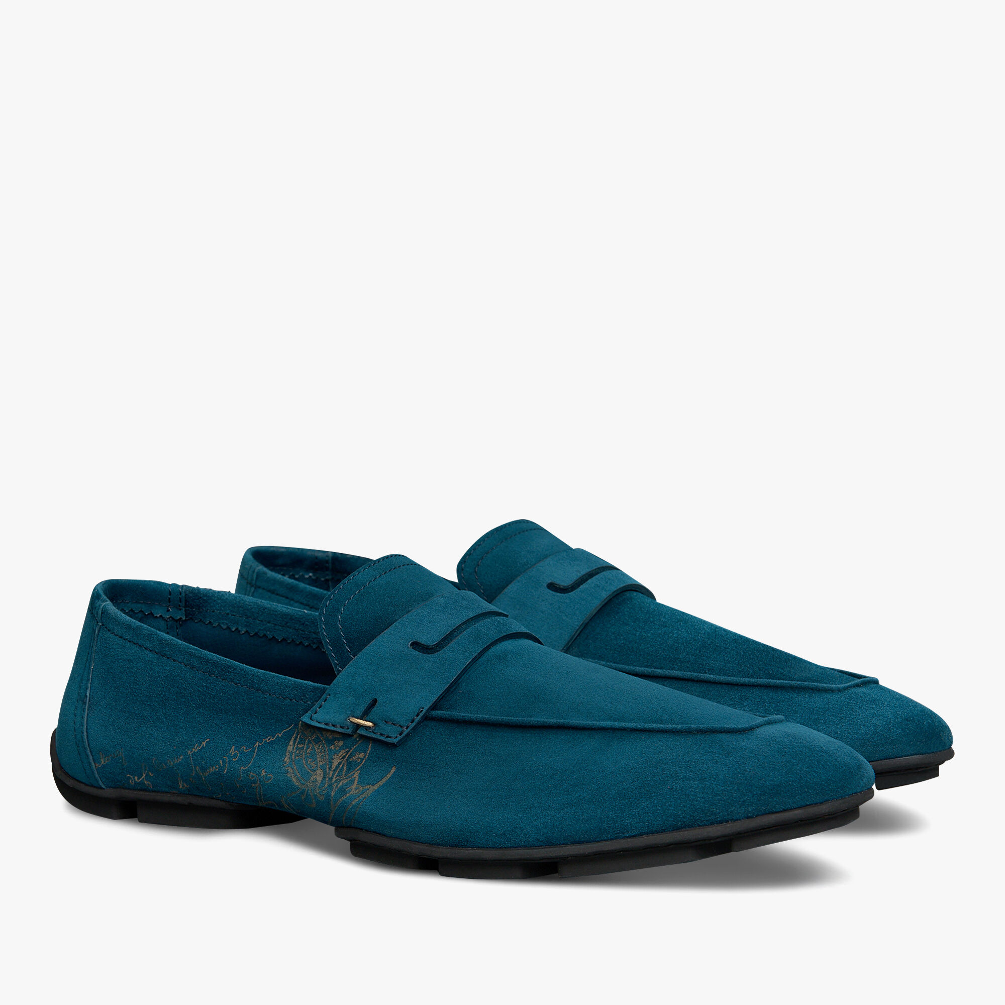 Mocassin Lorenzo Drive En Cuir Camoscio Scritto