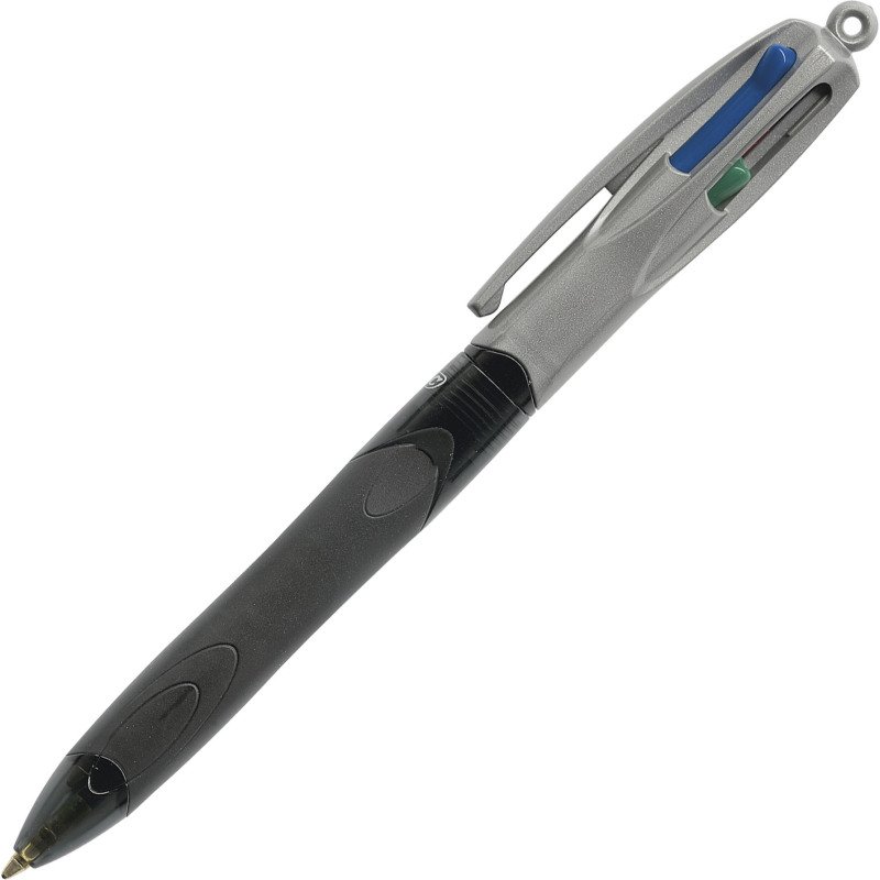 Stylo bille Bic 4 couleurs grip Pro rétractable pointe 1 mm - écriture moyenne