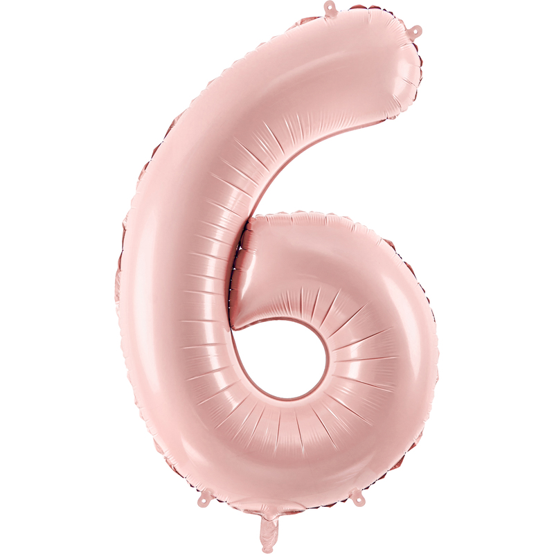 Partydeco Folienballon Zahl 6, hellrosa