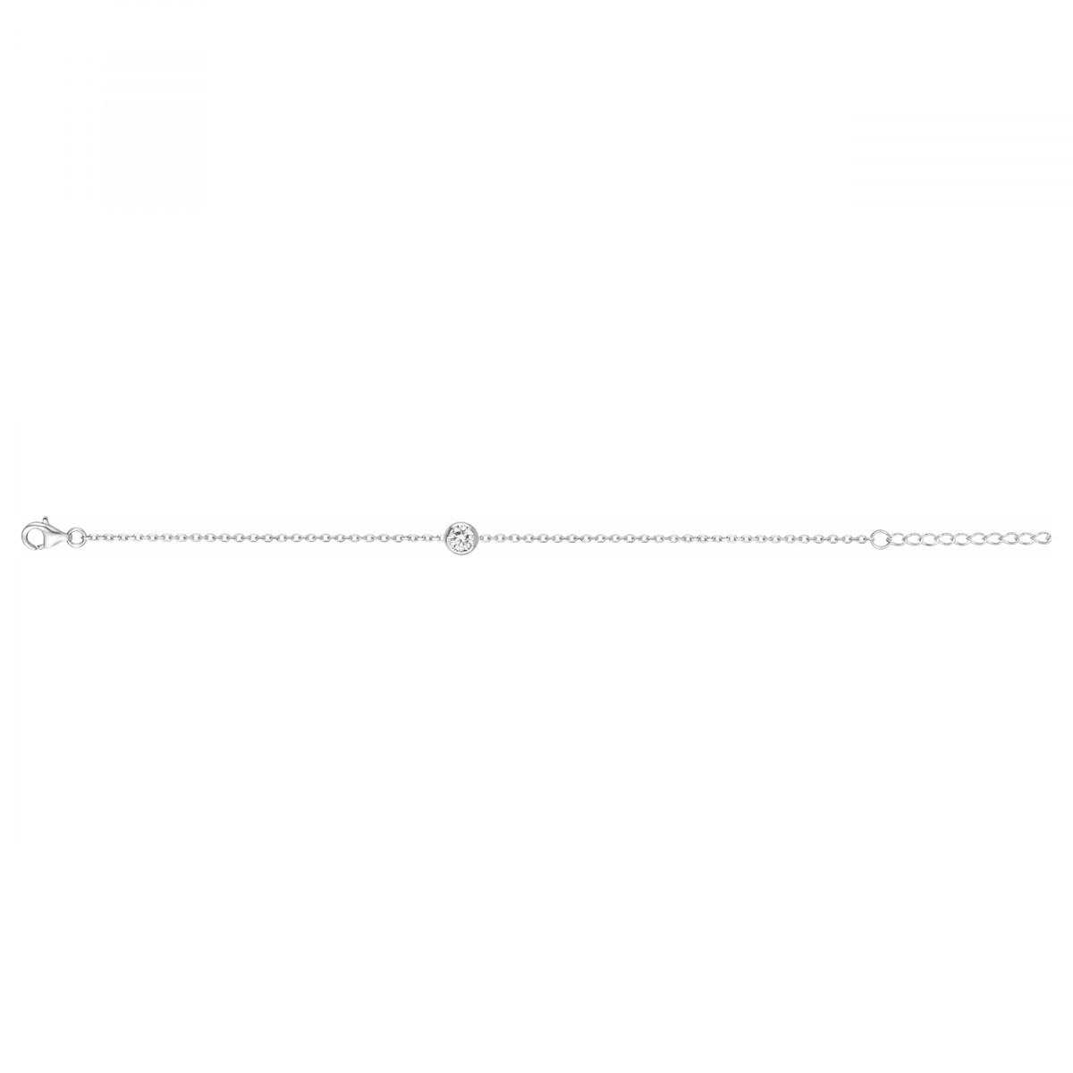Bracelet souple mono-motif en Argent avec oxyde de zirconium blanc