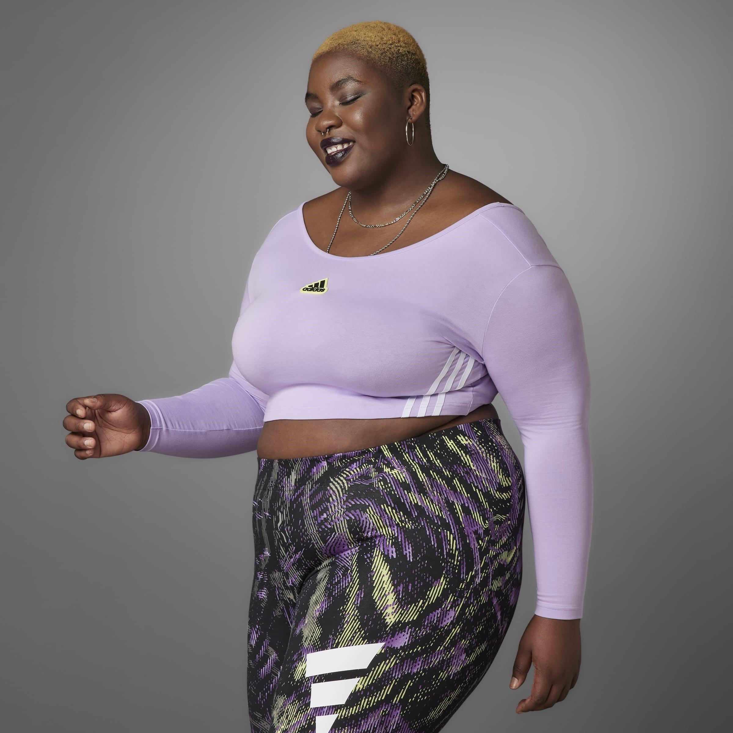 adidas Cropped Long Sleeve Top (Plus Size) Womens