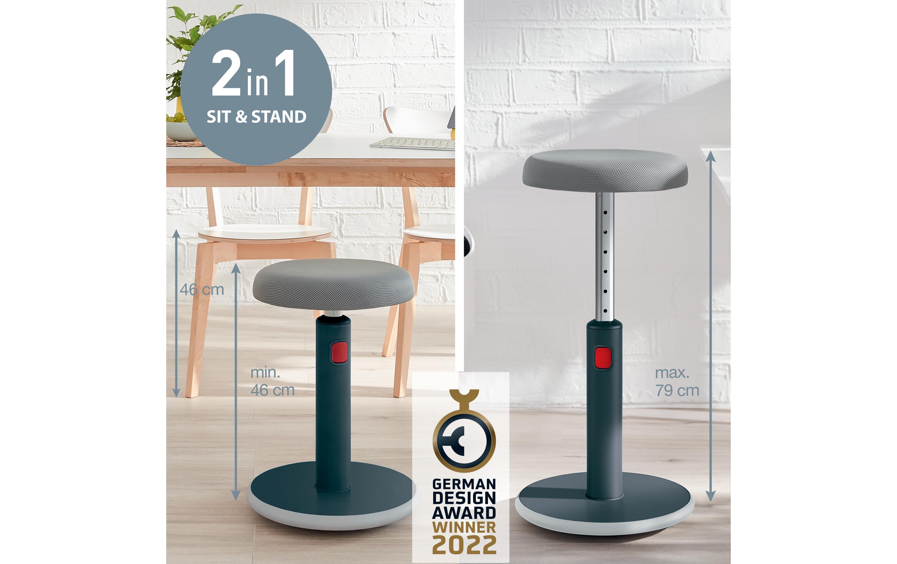 Ergo Cosy Active Sitz und Stehhocker Grau<br>Höhenverstellbarer, ergonomischer Hocker zum Sitzen und Stehen für eine verbesserte Muskelaktivität und bessere Körperhaltung