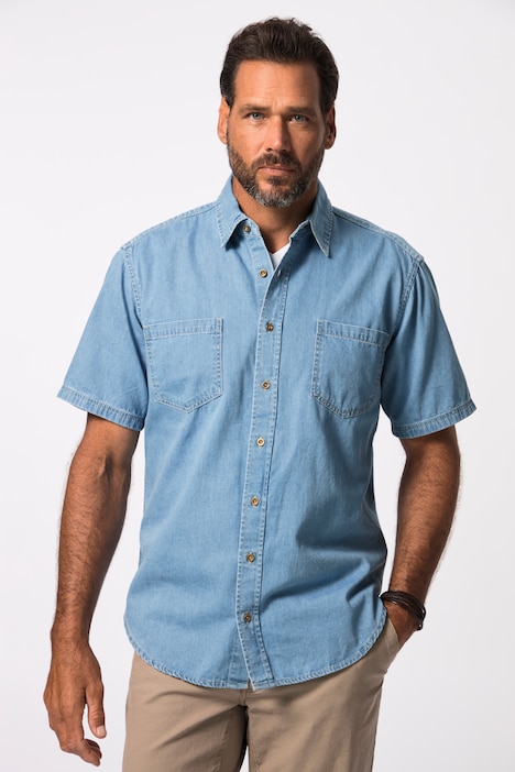 Denimhemd, Denim, Halbarm , Modern Fit Passform, Kent Kragen, bis Gr. 8XL