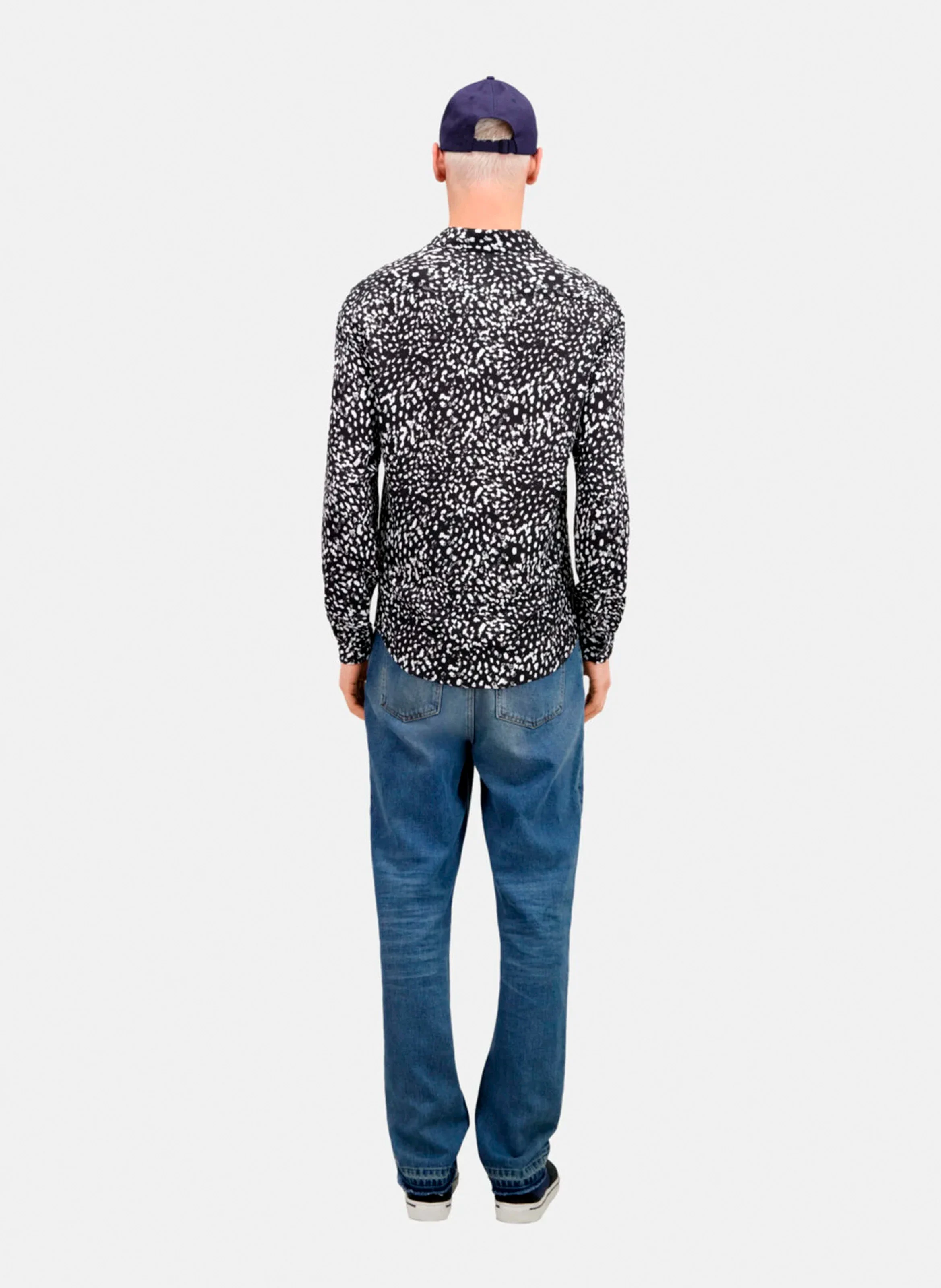 Chemise fluide regular-fit imprimée| Noir