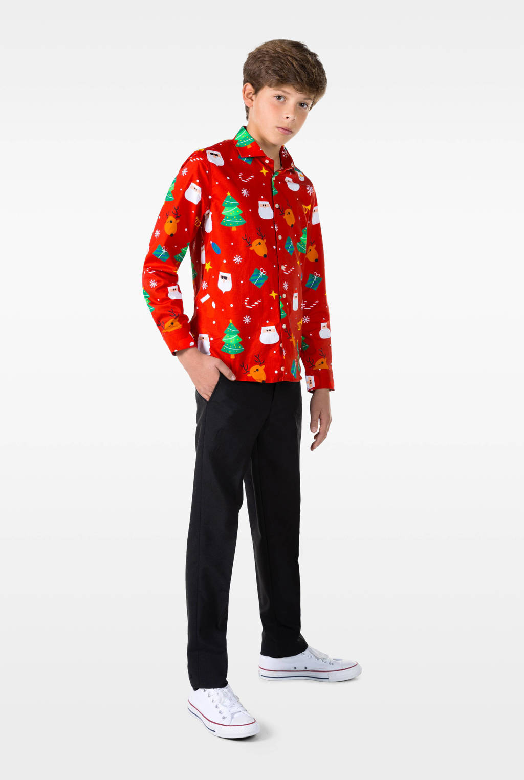 OppoSuits overhemd Festivity met all over print rood/multicolor
