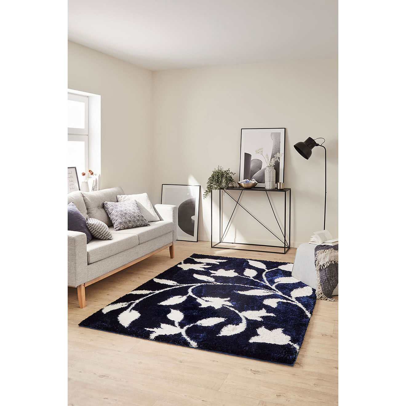 Nazar Rugs Tapis shaggy doux Oslo 637 bleu - 80x300 cm