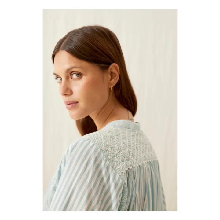 Louise Misha Blouse Jeannali Rayures Coton Bio - Collection Femme | Bleu