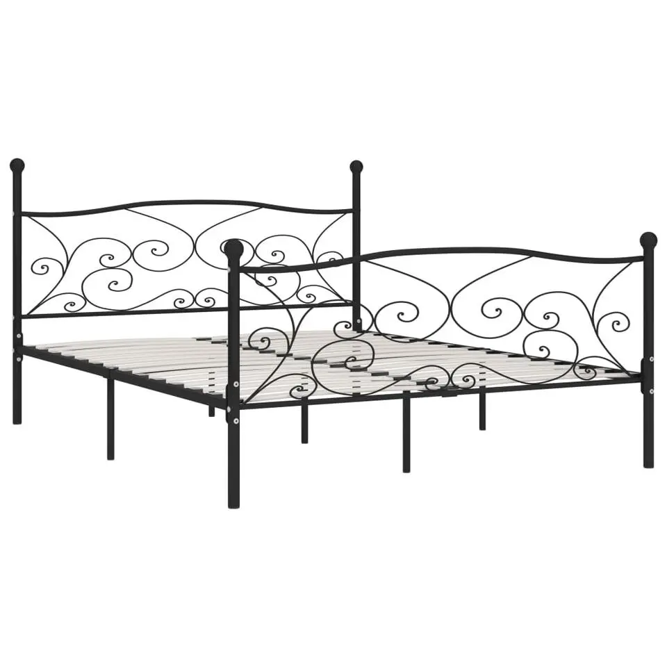 vidaXL - Bed frame met lattenbodem - Zwart - Metaal - 180x200 cm