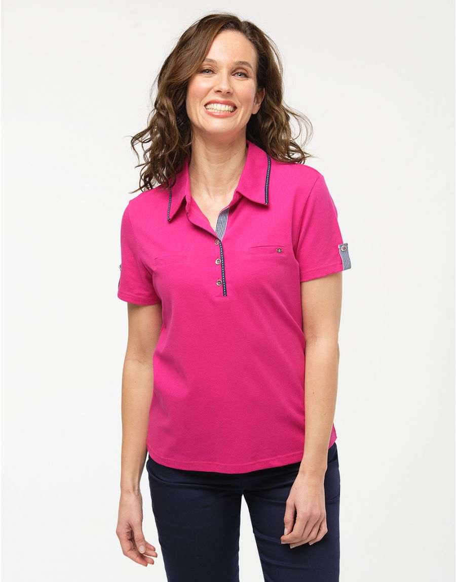 Polo coton rose fuchsia