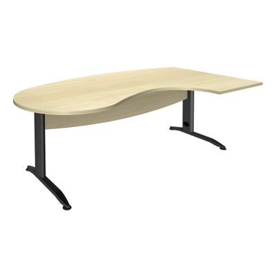 Bureau compact manager retour à droite IDRA - 200 cm - Pied anthracite - Érable (Pieds de renfort obligatoire à rajouter - non inclus)