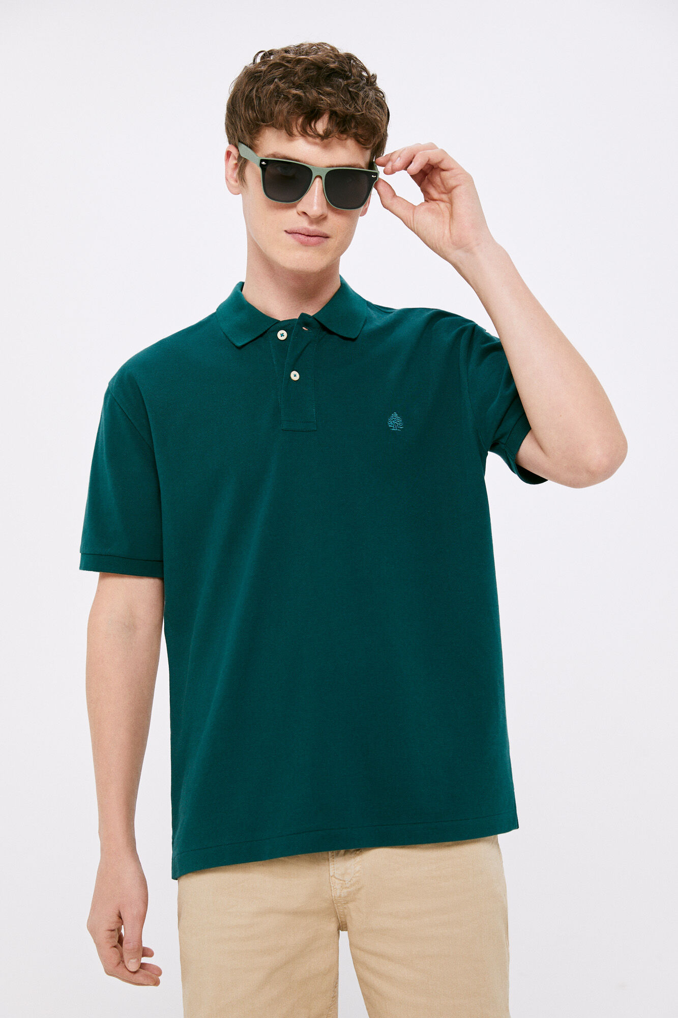 Camisa polo básica em piqué - azul