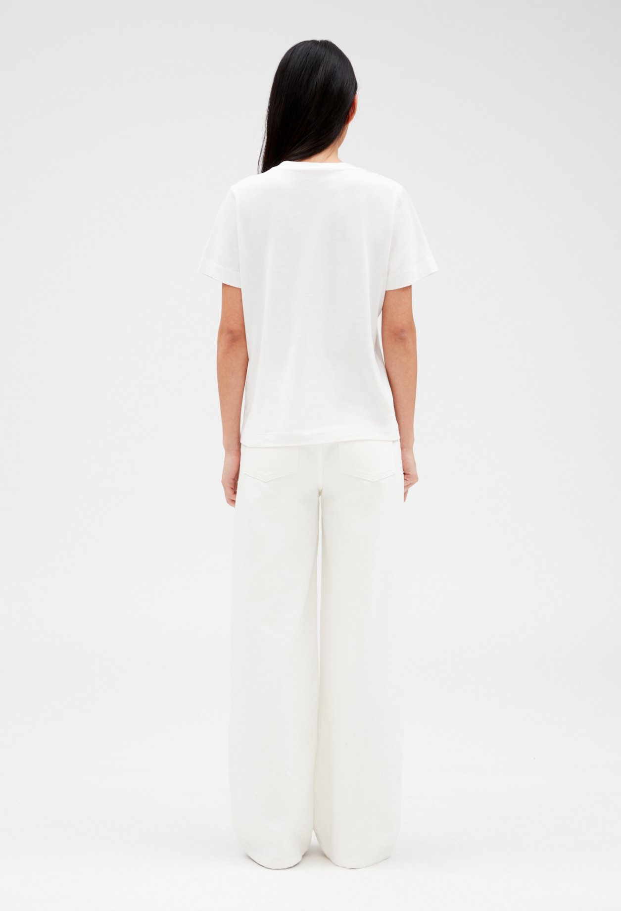 T-shirt poche brodee blanc