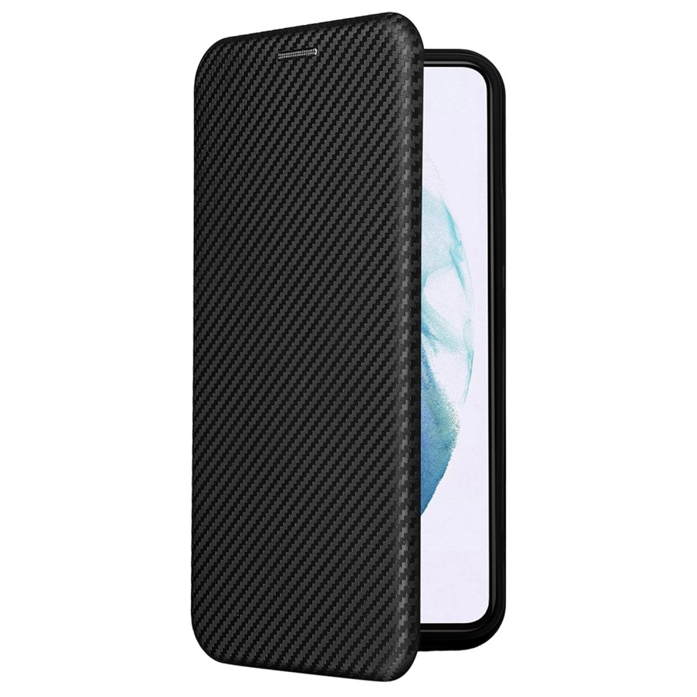 Samsung Galaxy S22 5G Leder Tasche Flip Cover Carbon Look - Schwarz