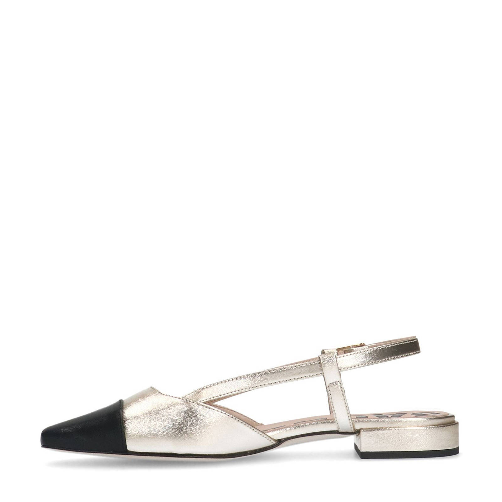 Sacha leren slingback loafers goud/zwart