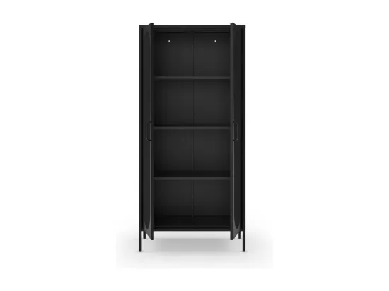 Zio - Vaisselier 2 portes en métal H170cm - Noir