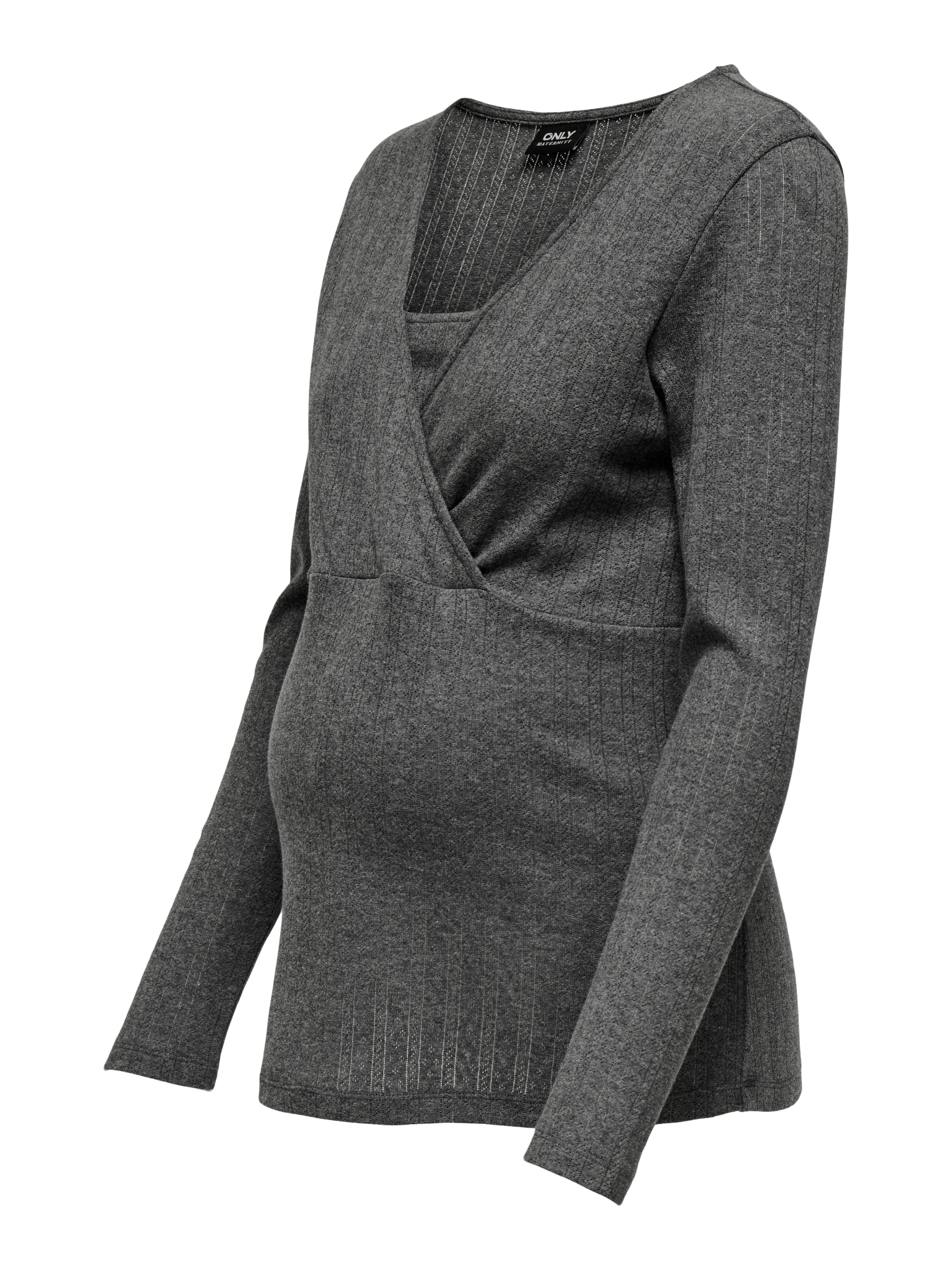 OLMLARA Top Dark Grey Melange