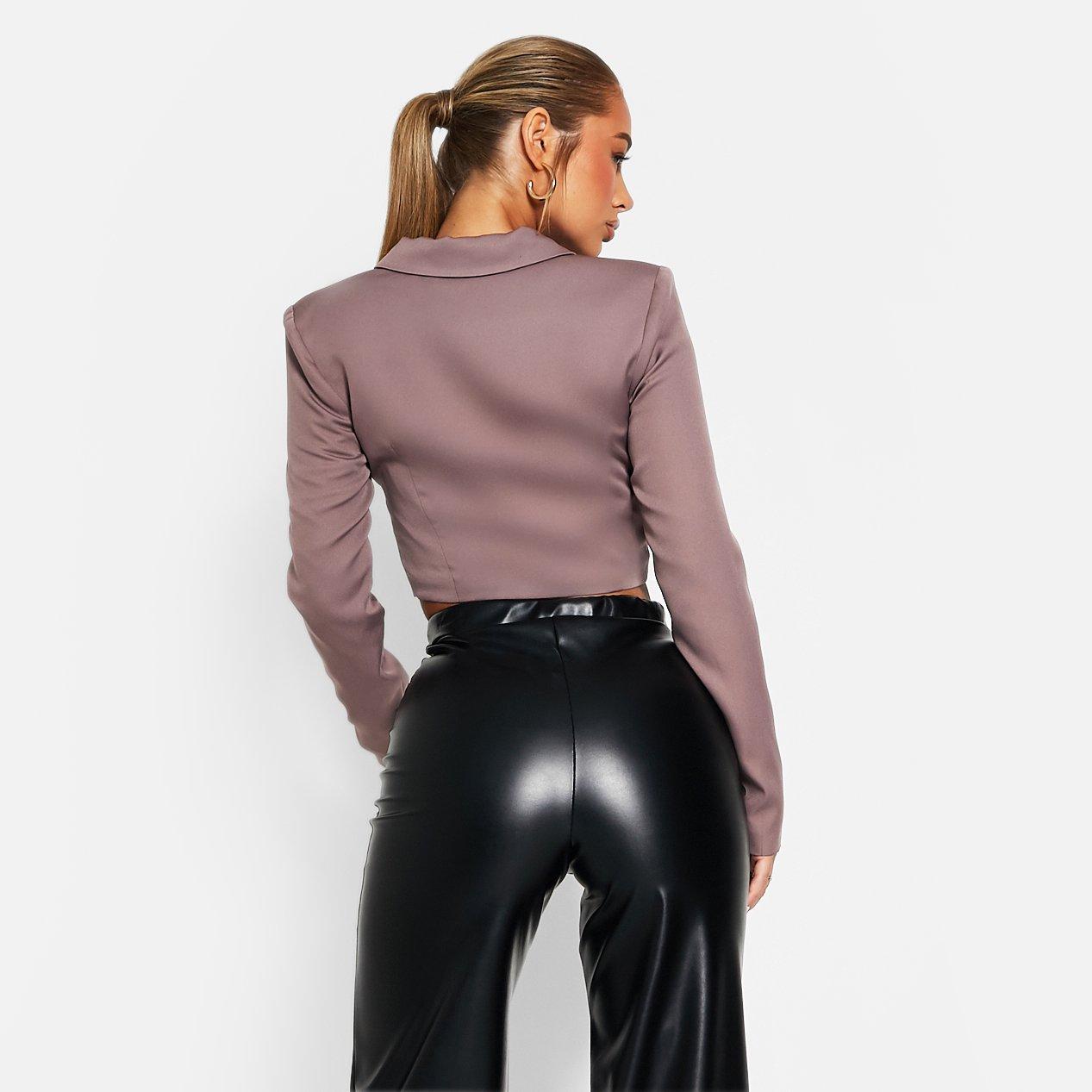 I Saw It First ISAWITFIRST Cropped Hook and Eye Blazer