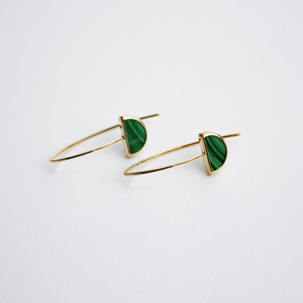 Boucles D'oreilles Pendantes Florica Or Jaune Malachite
