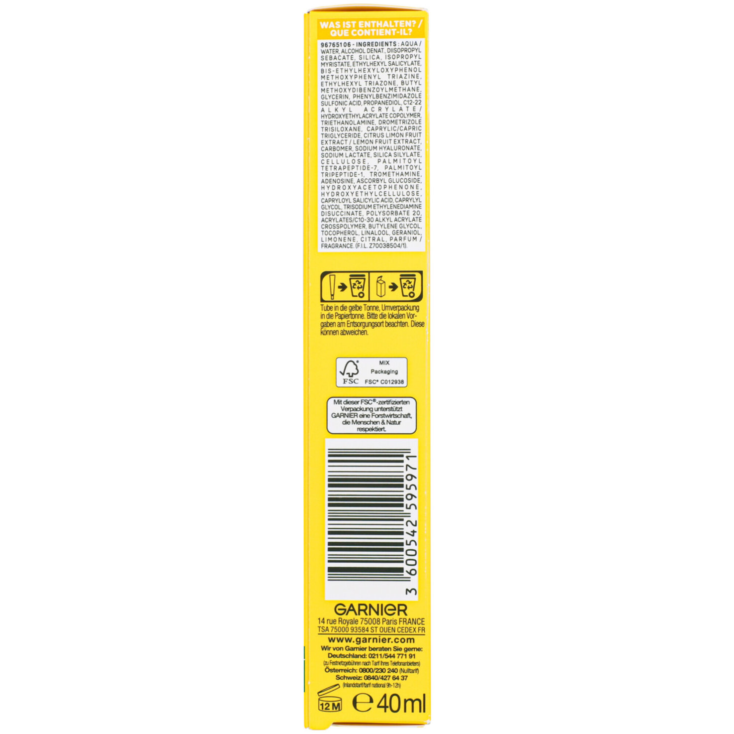 Garnier SkinActive Vitamin C Tägliches Sonnenfluid Invisible mit LSF 50+
