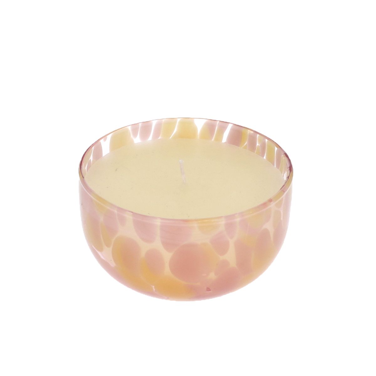 Bougie en verre mouchetée rose Atelier jasmin